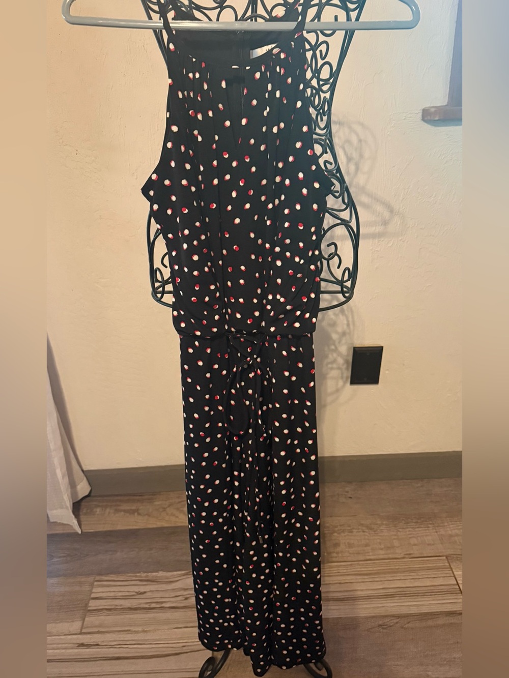 Wisp for Maggy London Black Halter Jumpsuit with red and white polka dots - Picture 3 of 7